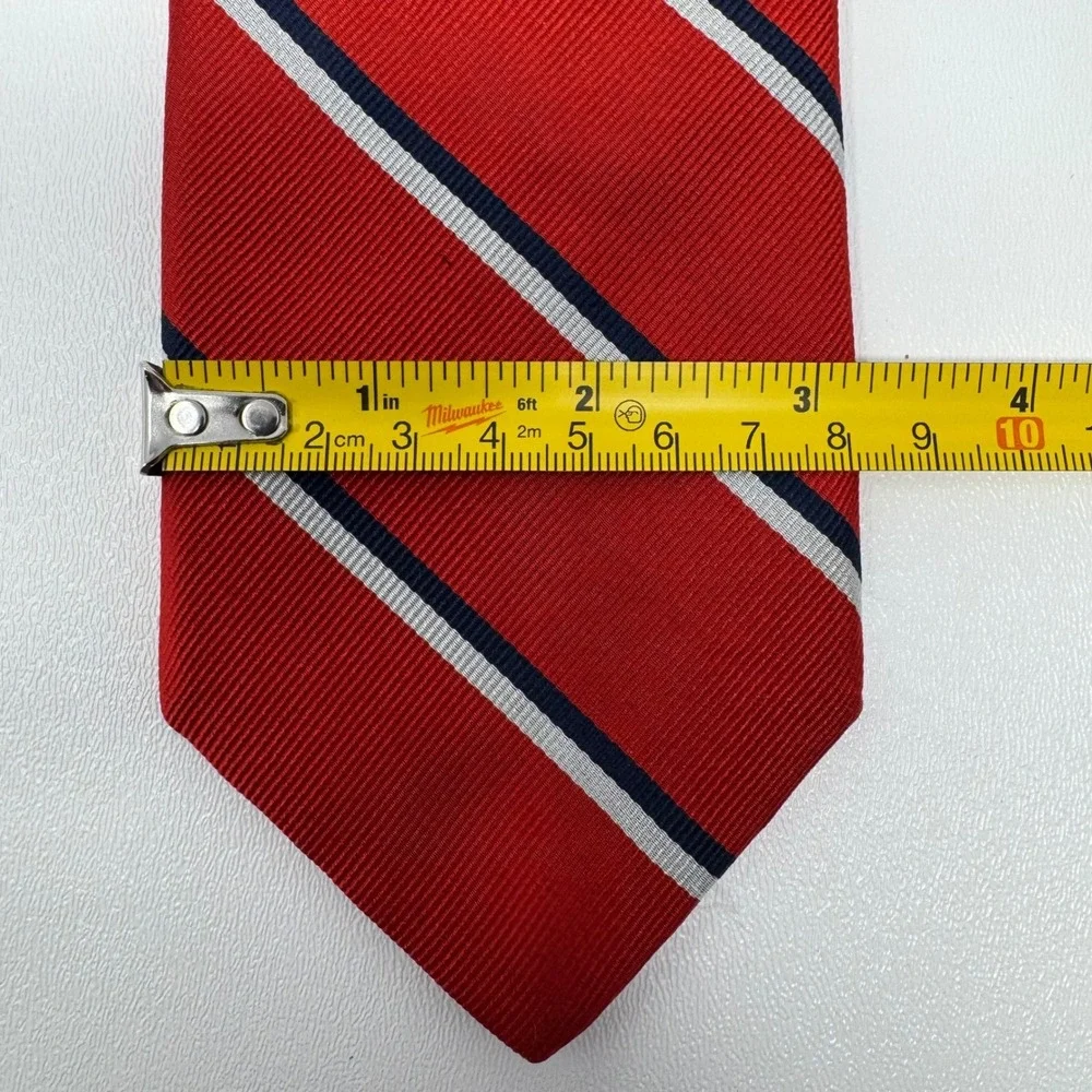 Robert‎ Talbott Mens Silk Repp Tie Red Blue White Striped Monterey California
